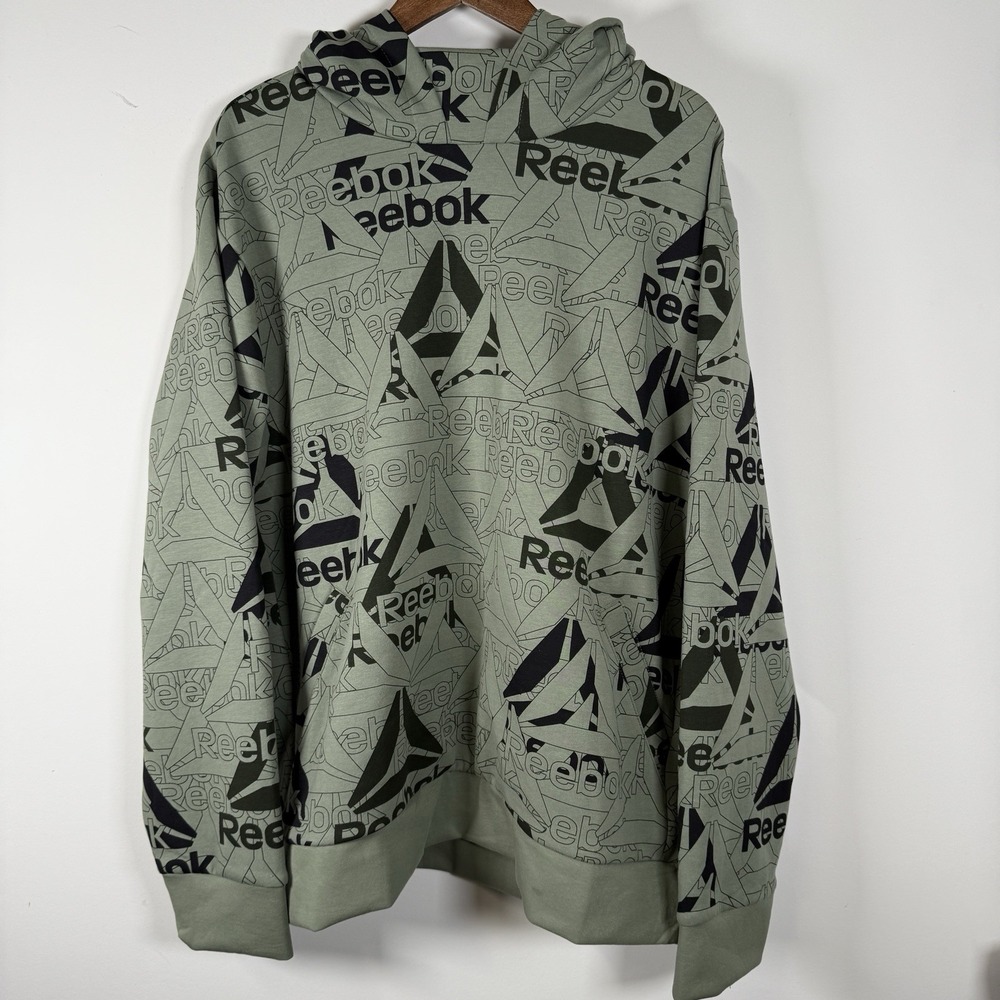 NWT Reebok Unwind AOP Hoodie Green‎ Black Casual Size XL